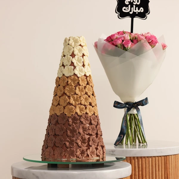 Rava Flower Chocolate Tower | Mr & Mrs Wedding Flowers